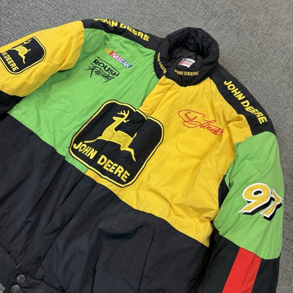 Vintage John Deere NASCAR Jacket Size XL Chad Little #97 Roush Racing‎ 90's